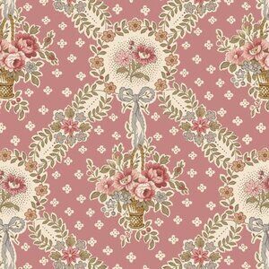 MARCUS FABRICS FLORAL BASKET ROSE, COTTON FABRIC BY THE YARD, 1 YARD